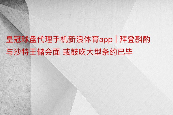 皇冠球盘代理手机新浪体育app | 拜登斟酌与沙特王储会面 或鼓吹大型条约已毕