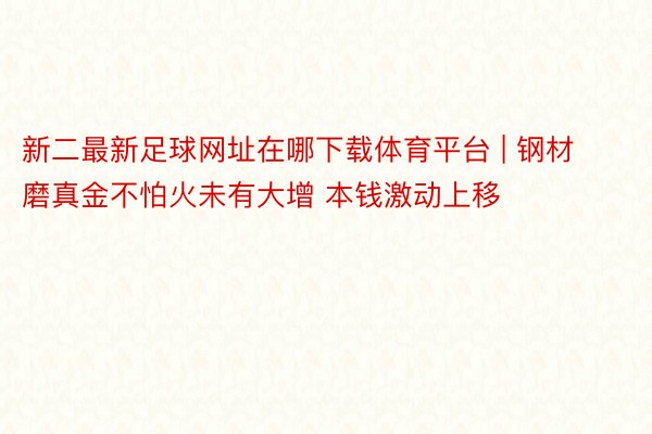 新二最新足球网址在哪下载体育平台 | 钢材磨真金不怕火未有大增 本钱激动上移