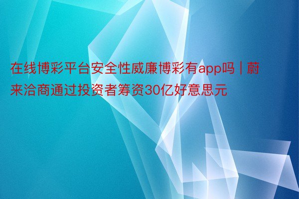 在线博彩平台安全性威廉博彩有app吗 | 蔚来洽商通过投资者筹资30亿好意思元